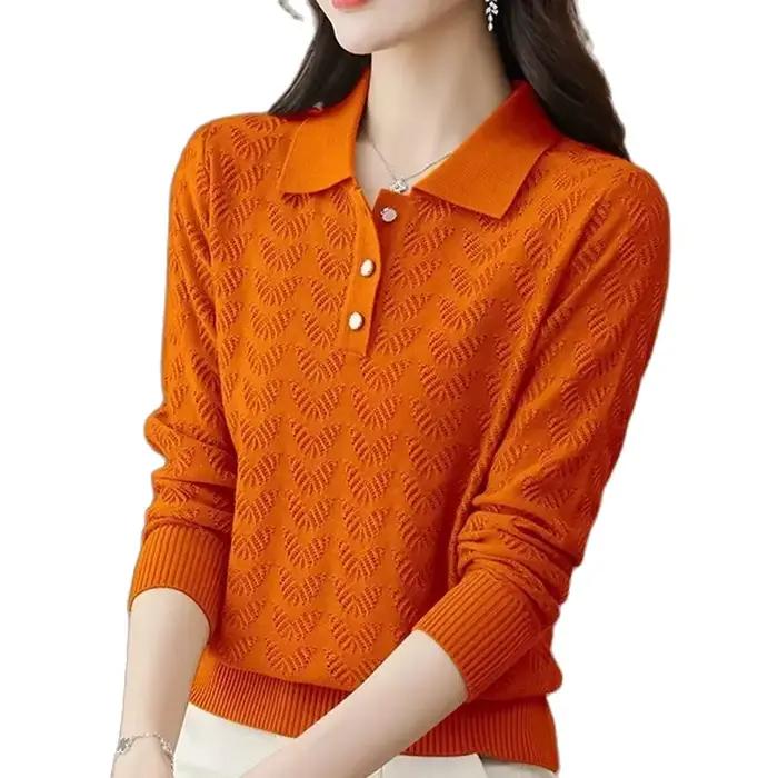 Pull tricoté à col en v pour femme