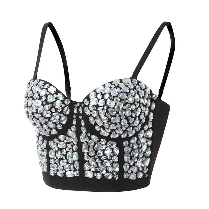Bustier en perles de diamants sexy et élégant haut moulant pour femmes occasions spéciales printemps été