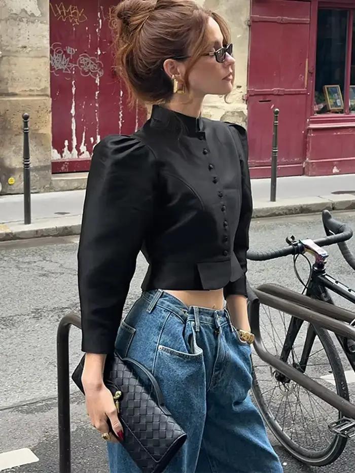 Chemisiers et Blouses Vintage en Satin pour Femmes