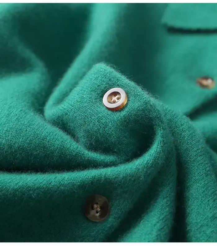 Pull Femme Cardigans automne hiver chaud col rabattu simple boutonnage mince dame marron tricots solide coréen