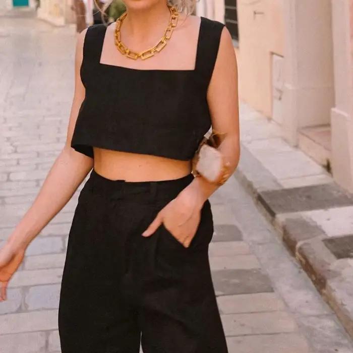 Crop top 100% lin français