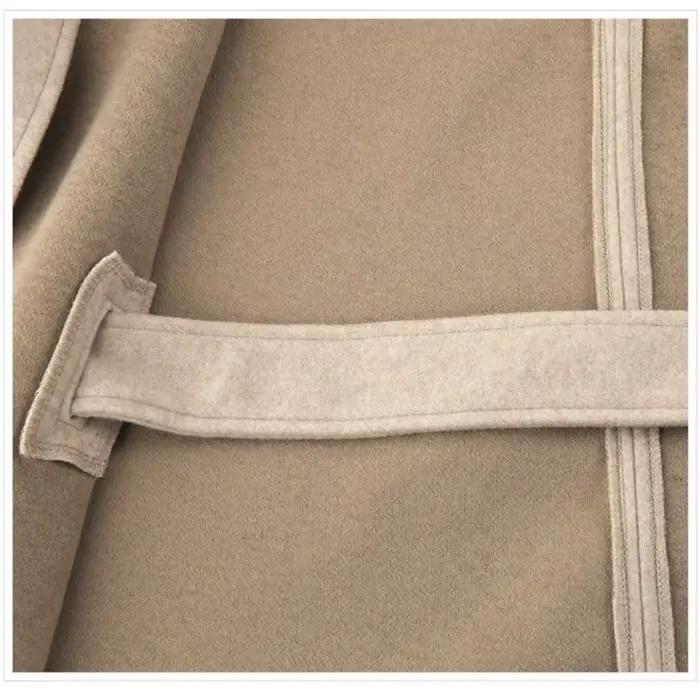 Pardessus long à col en V avec ceinture pour femme