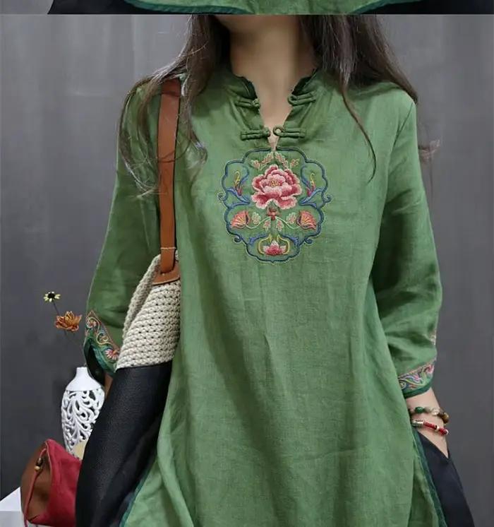 Chemise élégante rétro en coton ample à fleurs pour femmes grandes tailles, confortable, pour le bureau et occasions spéciales