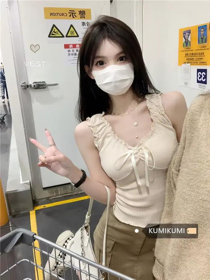 Beige mignon avant nœuds papillon fluide débardeur femmes doux sans manches lin culture maillot de corps volants hauts basiques coréen Sexy t-shirts
