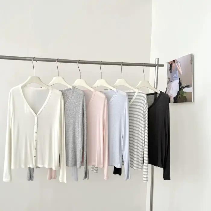 Cardigans fins en laine mélangée tricotée pour femme