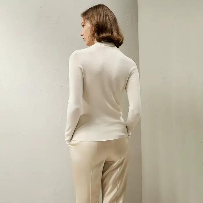 LILYSILK Pull à col roulé en mélange de soie et cachemire sans couture pour femme