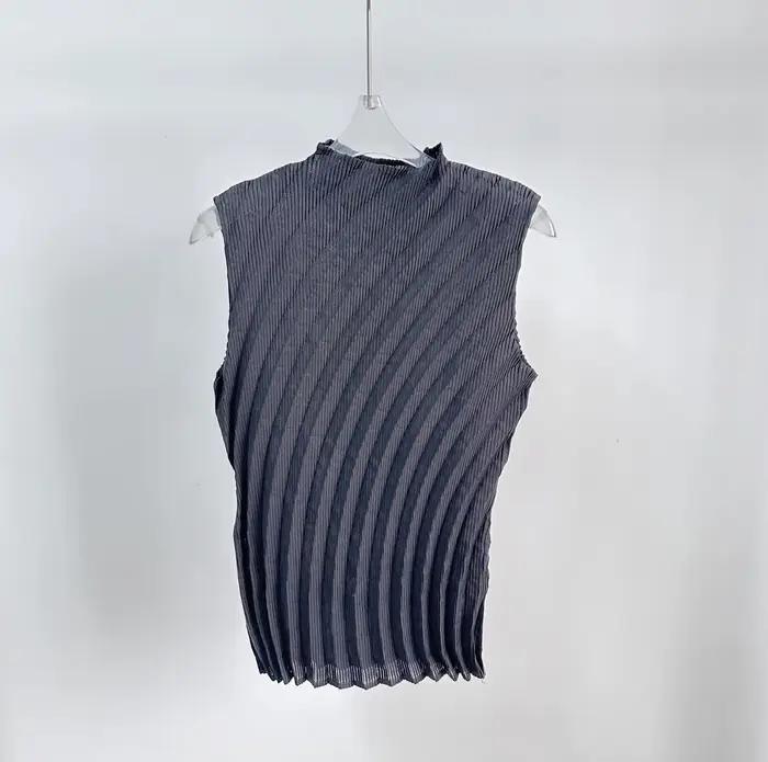 Miyake plissé couleur unie débardeur 2025 été nouveau