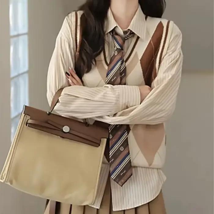 FibrWaistcoat-Gilets en tricot à col en V marron pour femmes
