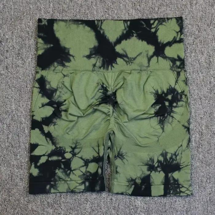 Short de teinture par nouage sans couture, taille haute, rehausseur de hanches, extensible, pour femmes, sport, yoga, entraînement, course à pied, tricot, léger, élégant, confortable