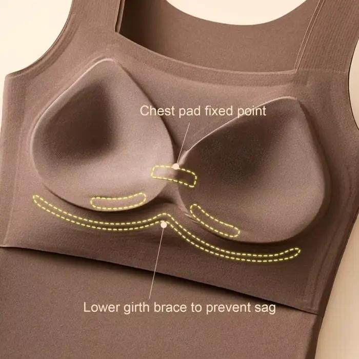 Débardeur thermique pour femme doublé polaire avec soutien-gorge intégré sous-vêtement chaud confortable occasion bureau hiver automne cadeau de noël