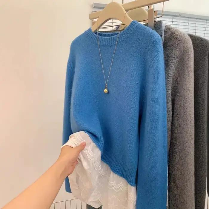 Pull tricoté à col rond pour femme