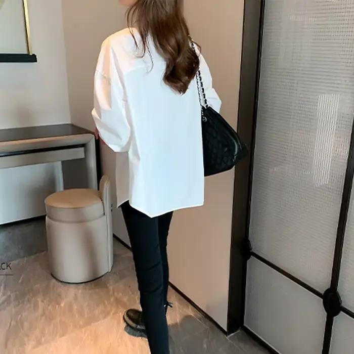 Chemisier blanc dames 2023 automne nouveau style coréen à manches longues décontracté bureau dame chemise ample femmes vêtements haut chemises simples