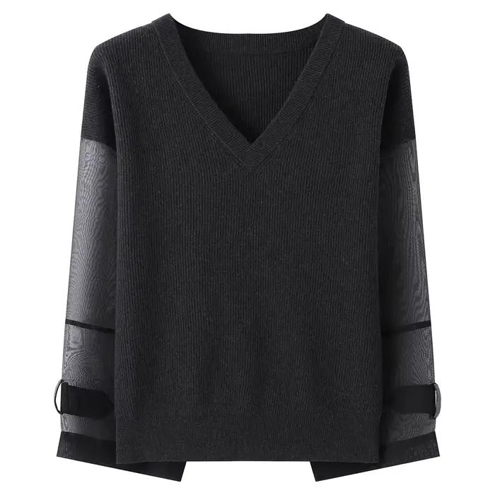 Pull surdimensionné élégant à col en V pour femme
