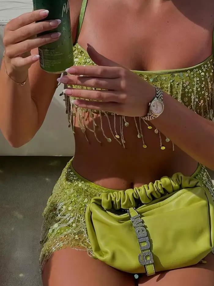 Jupe mini paillettes haute qualité pour femmes, décontractée et luxueuse, idéale pour les soirées estivales et les vacances