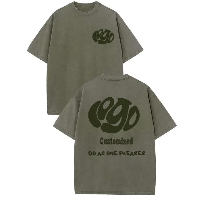 T-shirt homme 100% coton hip hop streetwear décontracté avec logo personnalisé surdimensionné haut délavé pour tous les jours et occasions spéciales