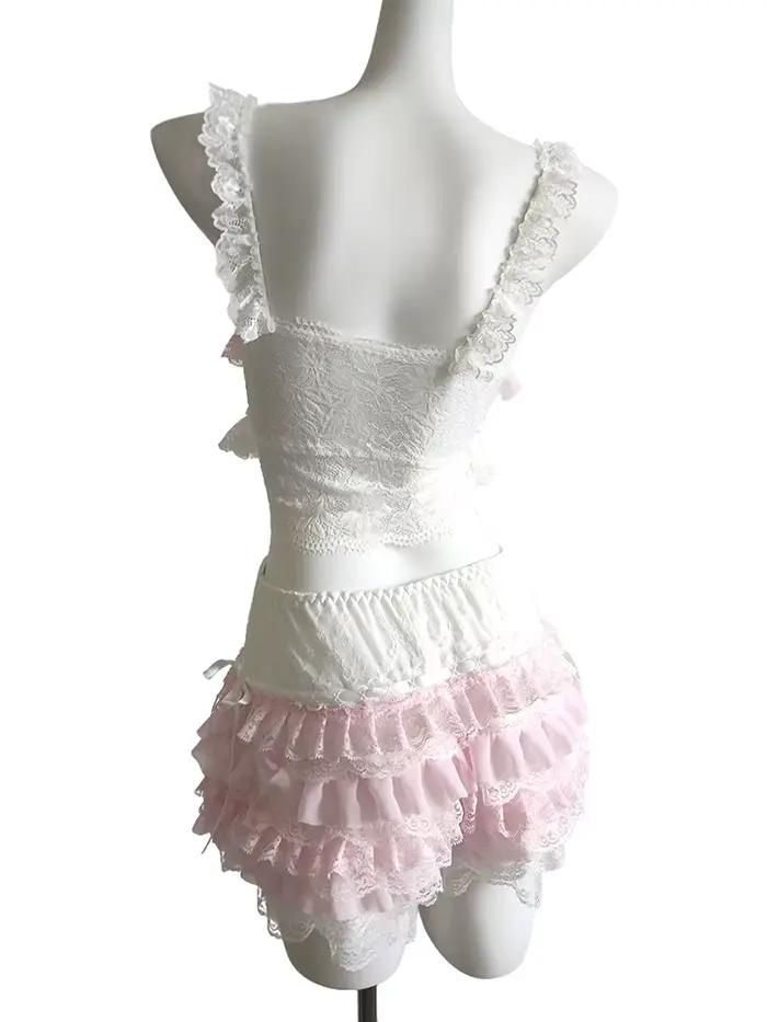 Haut court en dentelle mignonne pour femmes
