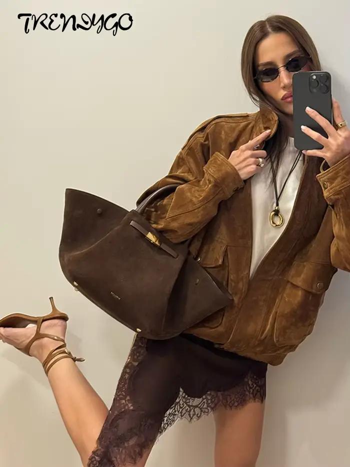 Veste bombardier à manches longues pour femme