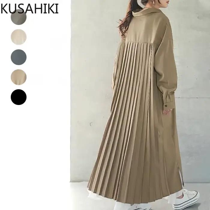 KUSAHIpastel-Robe chemisier longue décontractée pour femme