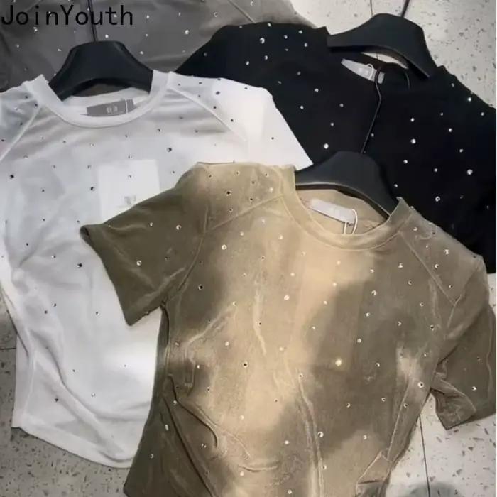 Haut à paillettes diamant décontracté chic et sexy pour femmes junior occasions spéciales années 2000 Y2K