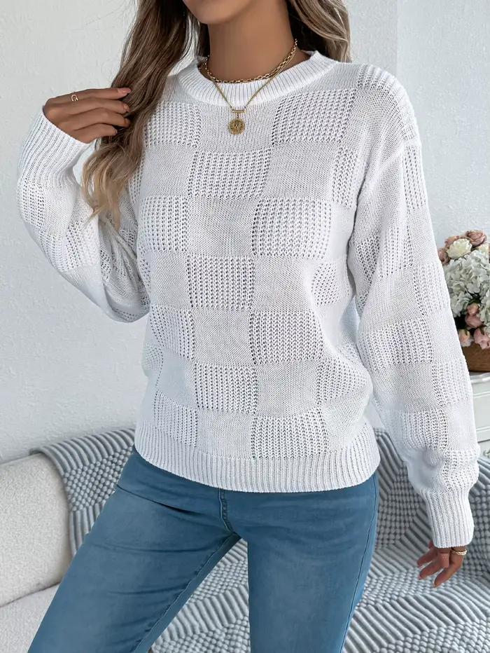 Pull à carreaux uni pour femmes