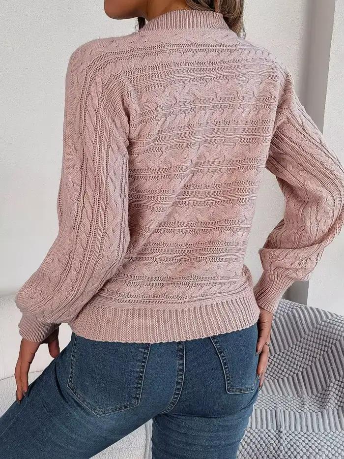 Pull tricoté à manches longues et col rond pour femme