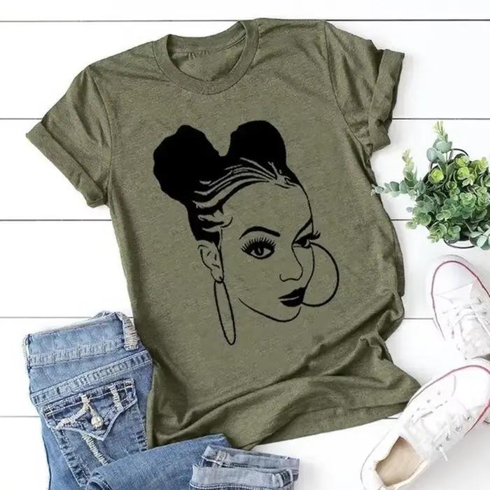 Fille africaine imprimer t-shirt femmes à manches courtes col rond t-shirt ample été femmes t-shirt