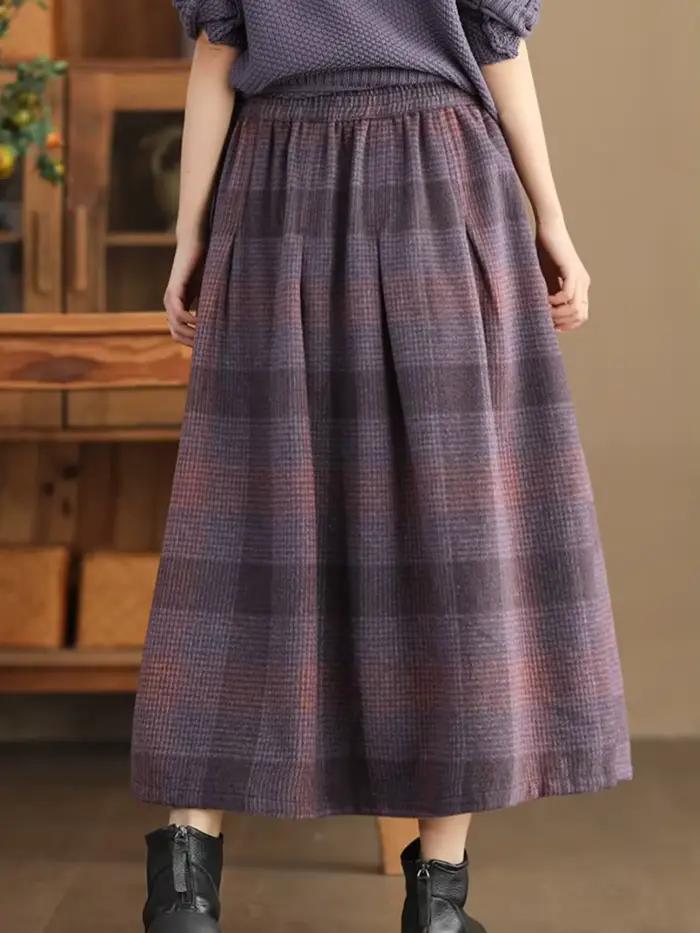 Amax luluE hiver mode Streetwear femmes ample Plaid classique Vintage loisirs jupes femmes luxe élég