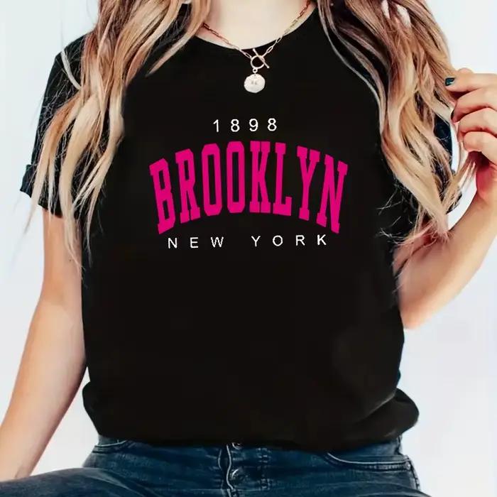 2024 Nouvel Été Femmes T-shirt 1898 Brooklyn New York Imprimé Manches Courtes T-Shirts Chaud Décontr