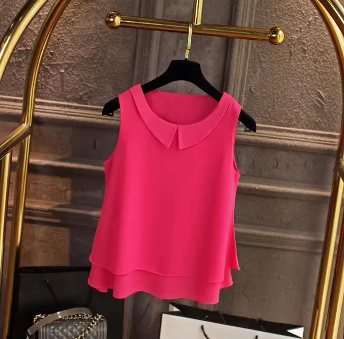 Chemisiers pour femmes 2026 nouvelle chemise sans manches à col claudine pour femmes chemisier en mo