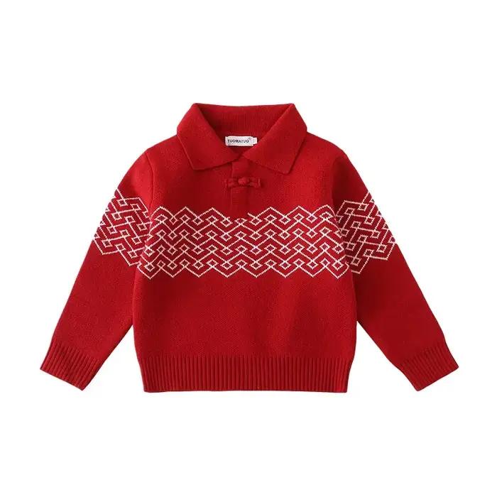 Pull de noël rouge assorti pour la famille, tricoté, chaud, pour papa, maman, fille, fils, nouvel an