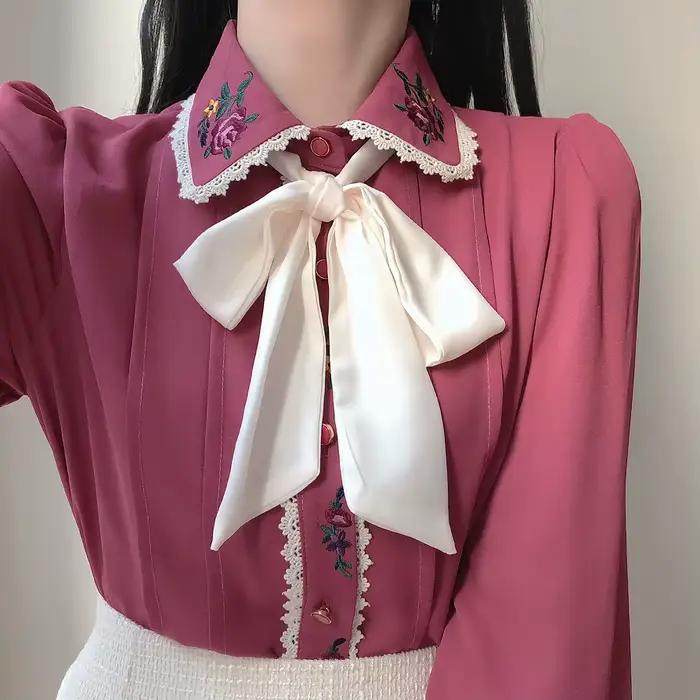 Chemisiers et Blouses Élégants Formels pour Femmes 2026 – Nouveauté Style Preppy Vintage Japon Corée