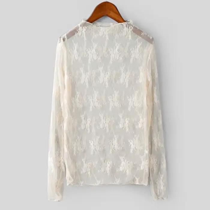 Haut intérieur en dentelle à col haut pour femmes, nouveau style d'automne et d'hiver, chemise en ma