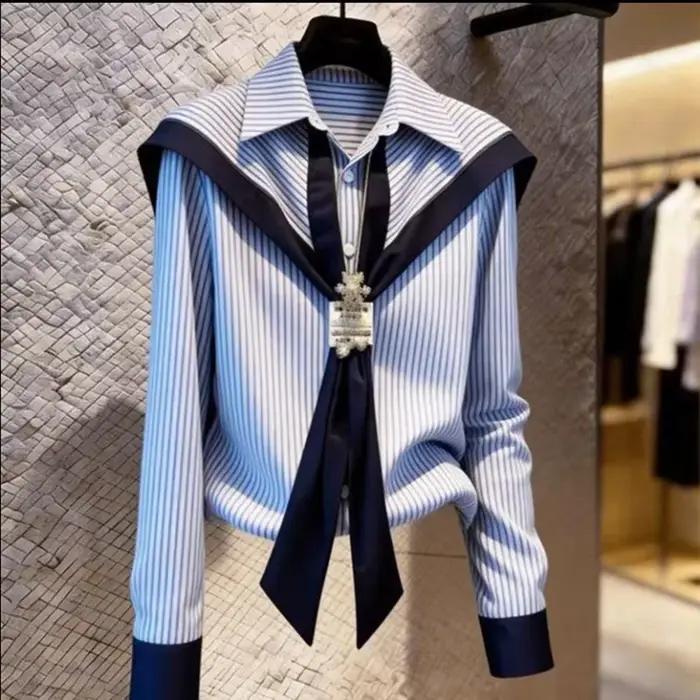 Haut à manches longues élégant et unique pour femme, collection Printemps 2026, design français, vêt