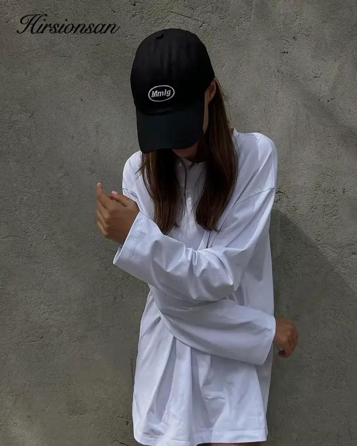 Hirsionsan-T-shirt basique à col rond pour femme, 100% coton, pull respirant, t-shirts personnalisés