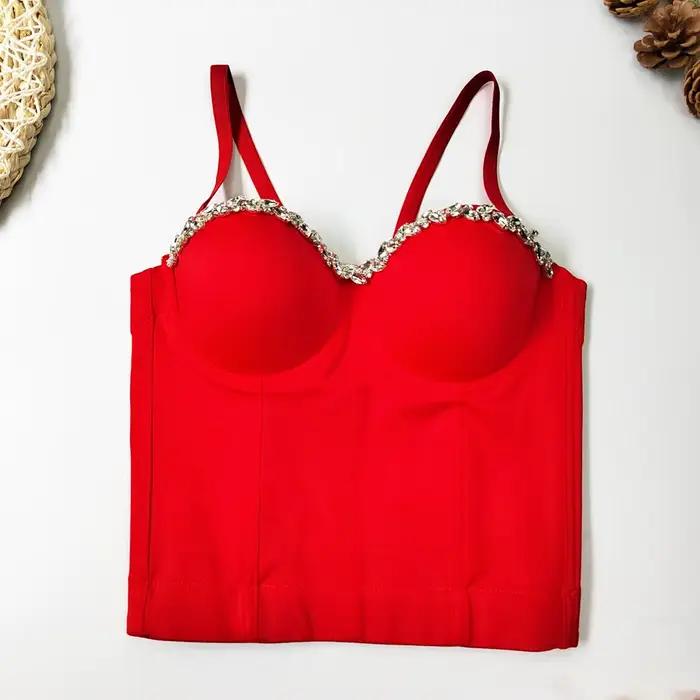 SXTHAENOO-Haut court sans bretelles pour femme, soutien-gorge en glabustier, diamant, fleur, boîte d