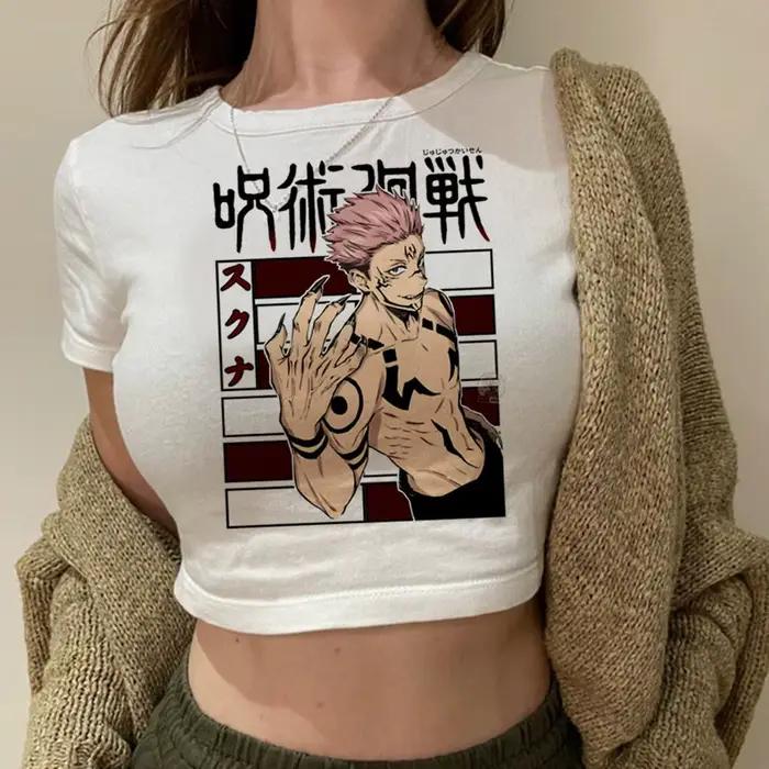 Jujutsu Kaisen crop top 2025 fée gothique Streetwear été harajuku adolescents vêtements