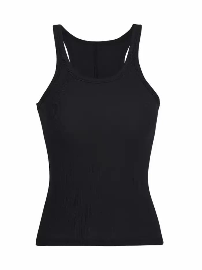 Débardeur tricoté côtelé de couleur unie pour femmes, camisole d'été Vintage sans manches des années