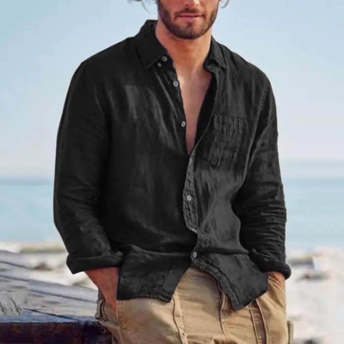 2025 nouveaux hommes rétro hauts chemises pour homme chemise couleur unie col décontracté Cardigan m