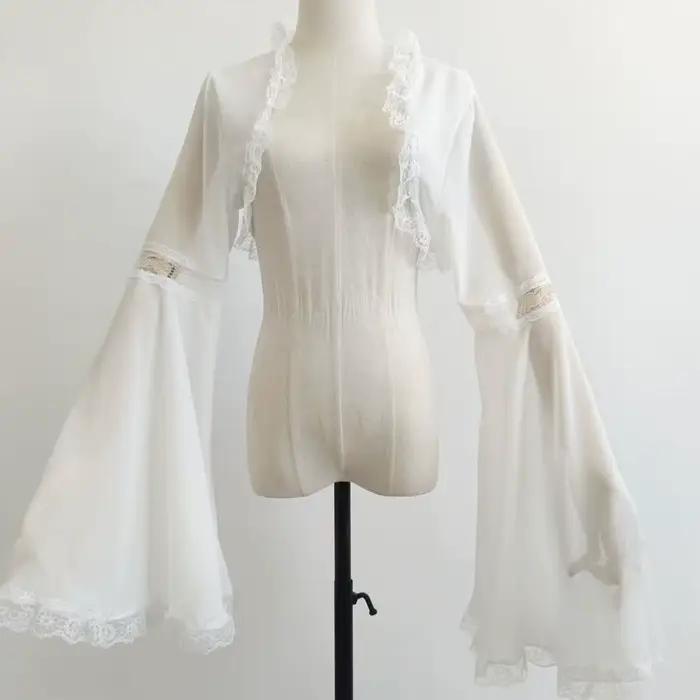Blouse Femme Style Gothique avec Corsage en Dentelle, Manches Cloche, Gilet Lolita – Confortable, Dé