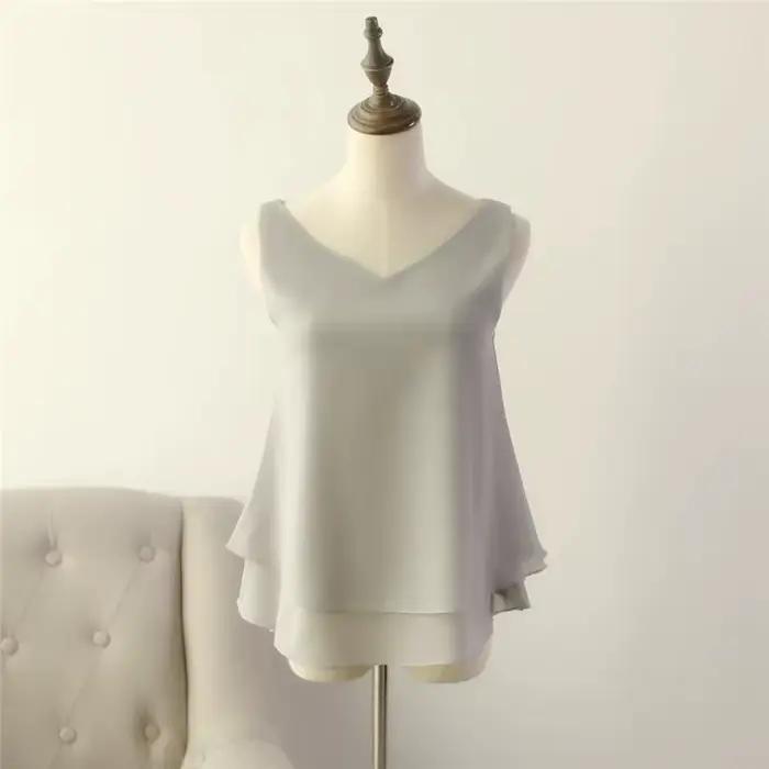 Banerdanni marque de mode femmes blouse été nouvelle chemise en mousseline de soie sans manches soli