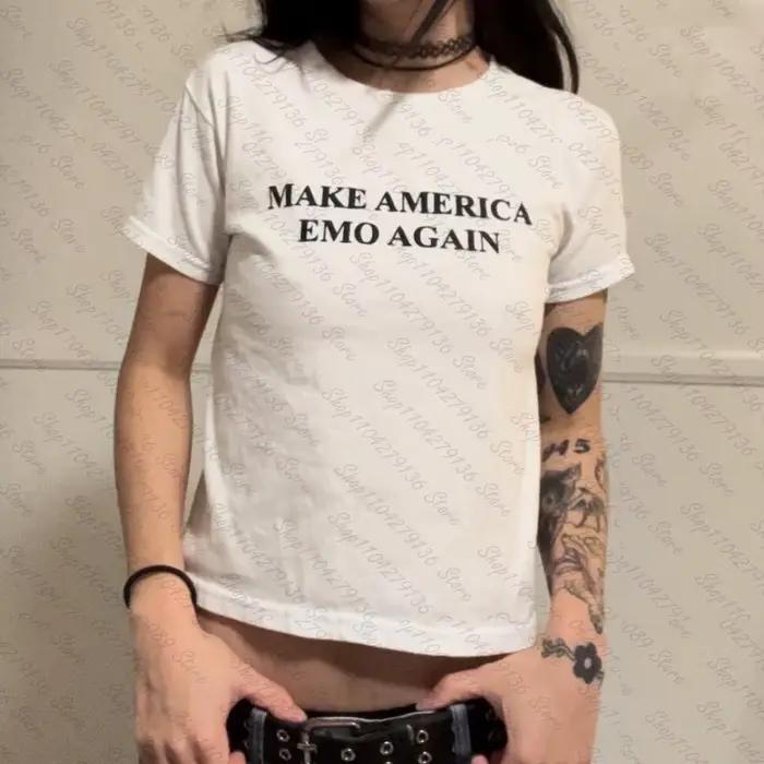 Crop Top Femme Gothique Style Shoujo Girl T-shirts Graphiques Vêtements Grunge Tees Graphiques Y2K T