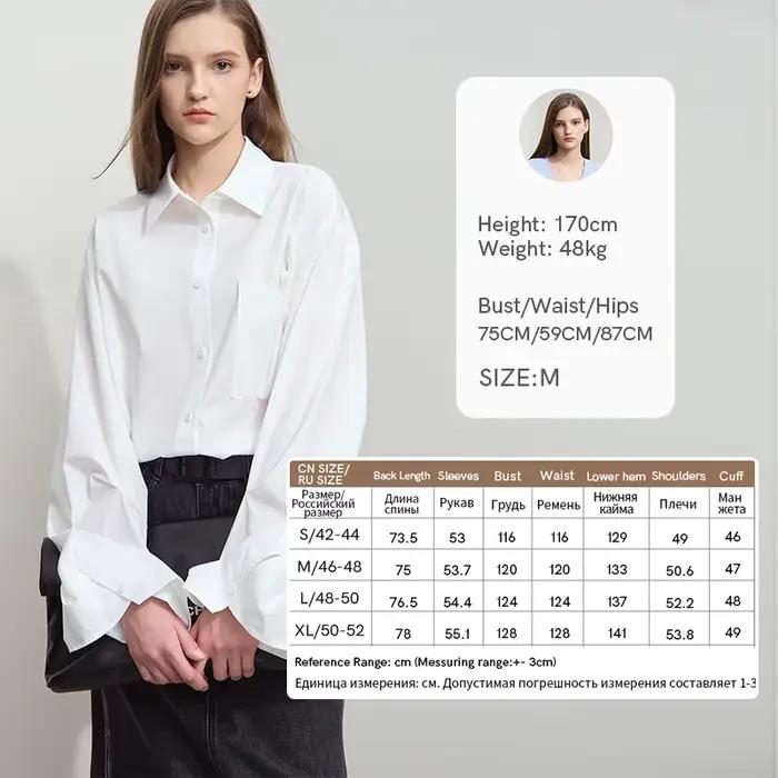 Amii minimaliste solide longue chemise pour femme 2025 automne ample simple boutonnage à manches lon