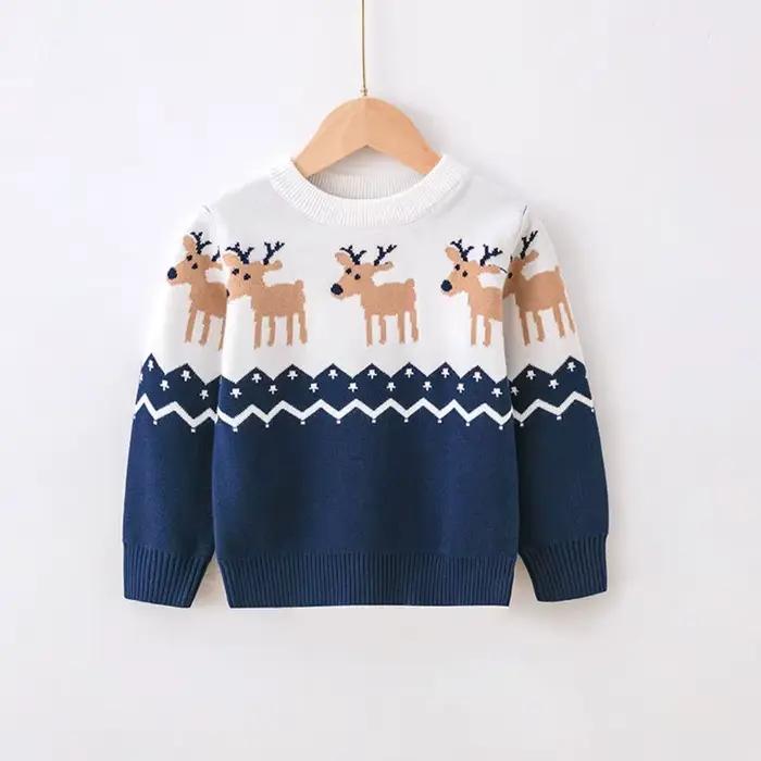 Noël famille correspondant pull hiver noël dessin animé wapiti imprimer chaud tricots adultes enfant