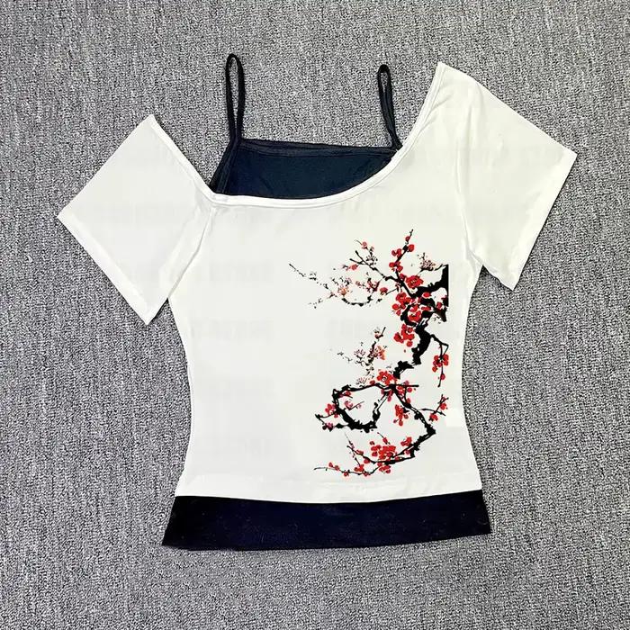 Tops Y2K des années 2000, Crop Tops Vintage, Vêtements Esthétiques Kawaii Emo Imprimés, Baby Tees, E