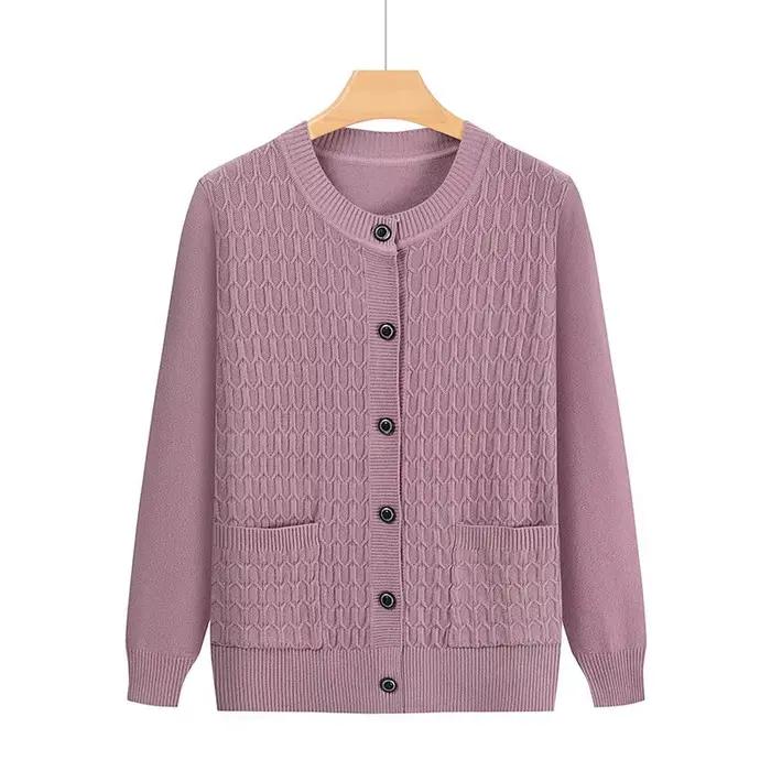 Mode grand-mère tricoté Cardigan automne hiver nouveau pull pour femme haut moyen âge mère tricots m