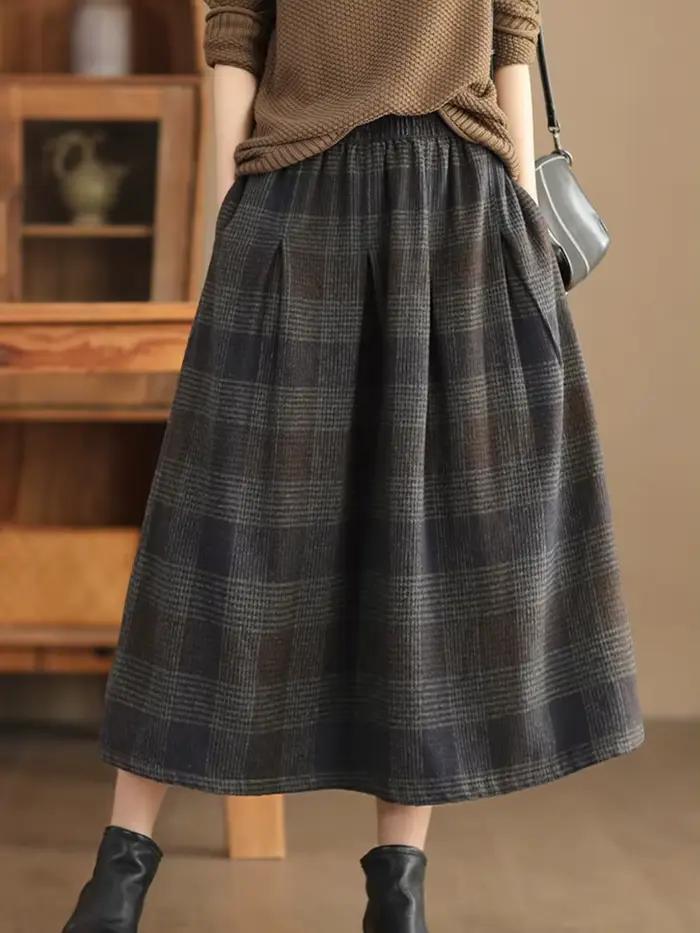 Amax luluE hiver mode Streetwear femmes ample Plaid classique Vintage loisirs jupes femmes luxe élég