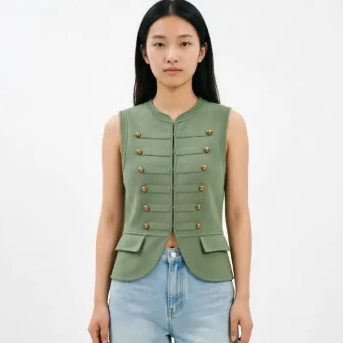 Nouveau gilet tricoté sans manches pour femme, rafraîchissant et élégant, pour la saison des diplôme