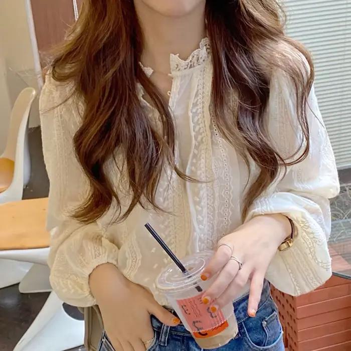 Nouveau Chic printemps automne dentelle femmes mode Blouse à manches longues décontracté élégant bur