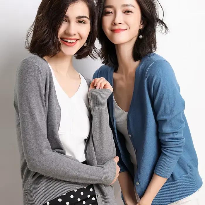 Cardigans femmes 2025 printemps automne tricots mode coréenne Cardigan Style court hauts col en v tr