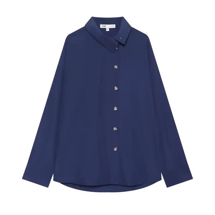Willshela – chemisier asymétrique à simple boutonnage pour femme, col à revers vintage, manches long